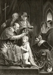 Englannin kuningas Henrik VI:n kruunajaiset, 6. marraskuuta 1429, William Hickman Smith Aubreyn (1858-1916) teoksesta "The National and Domestic History of England", julkaistu Lontoossa noin 1890